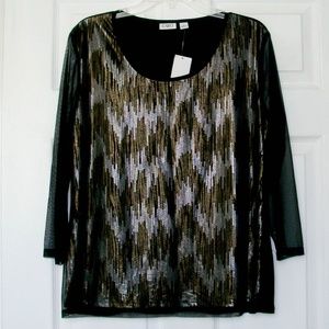 Cato Women's Sheer Sleeve Top  Size: Large